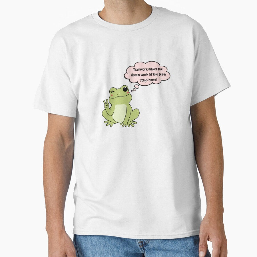 Tea work is a dream work (if the team stays home) funny frog sticker by Lynxaria