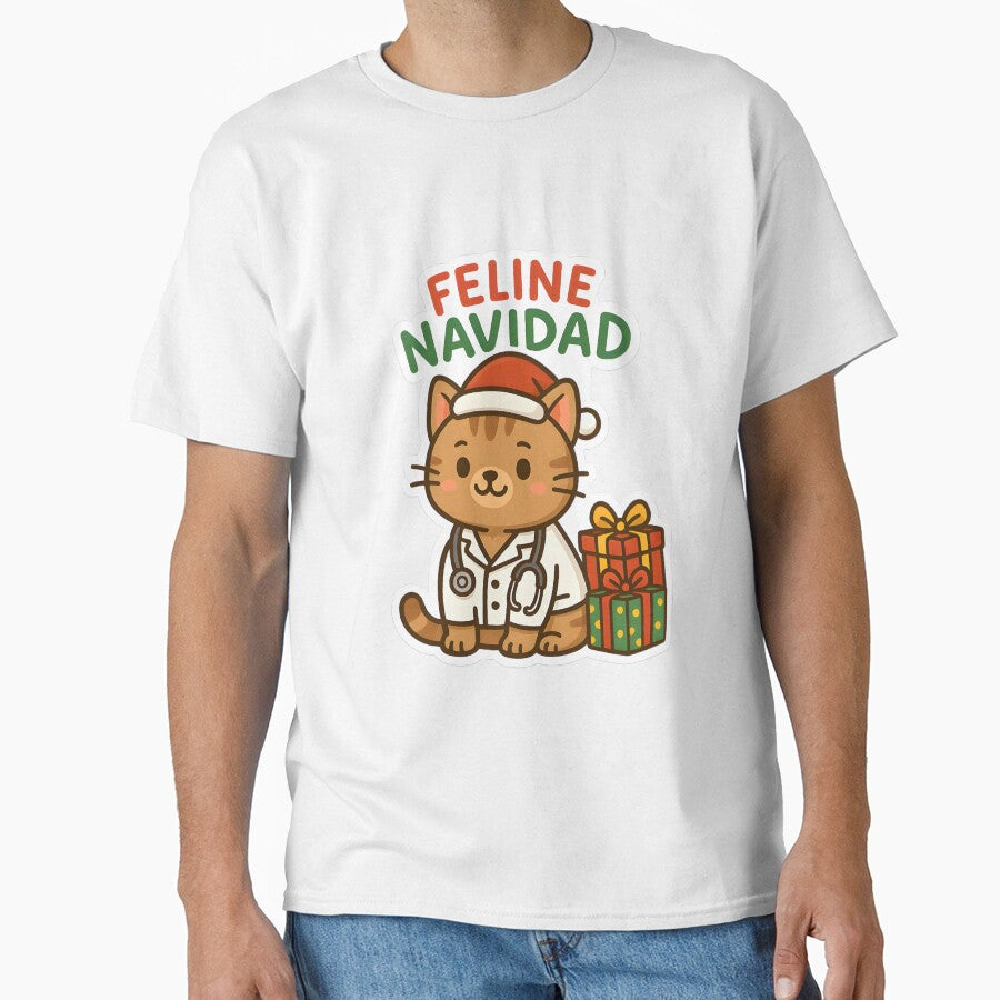 Feline Navidad – Christmas Vet Cat in Santa Hat by Bettybee00
