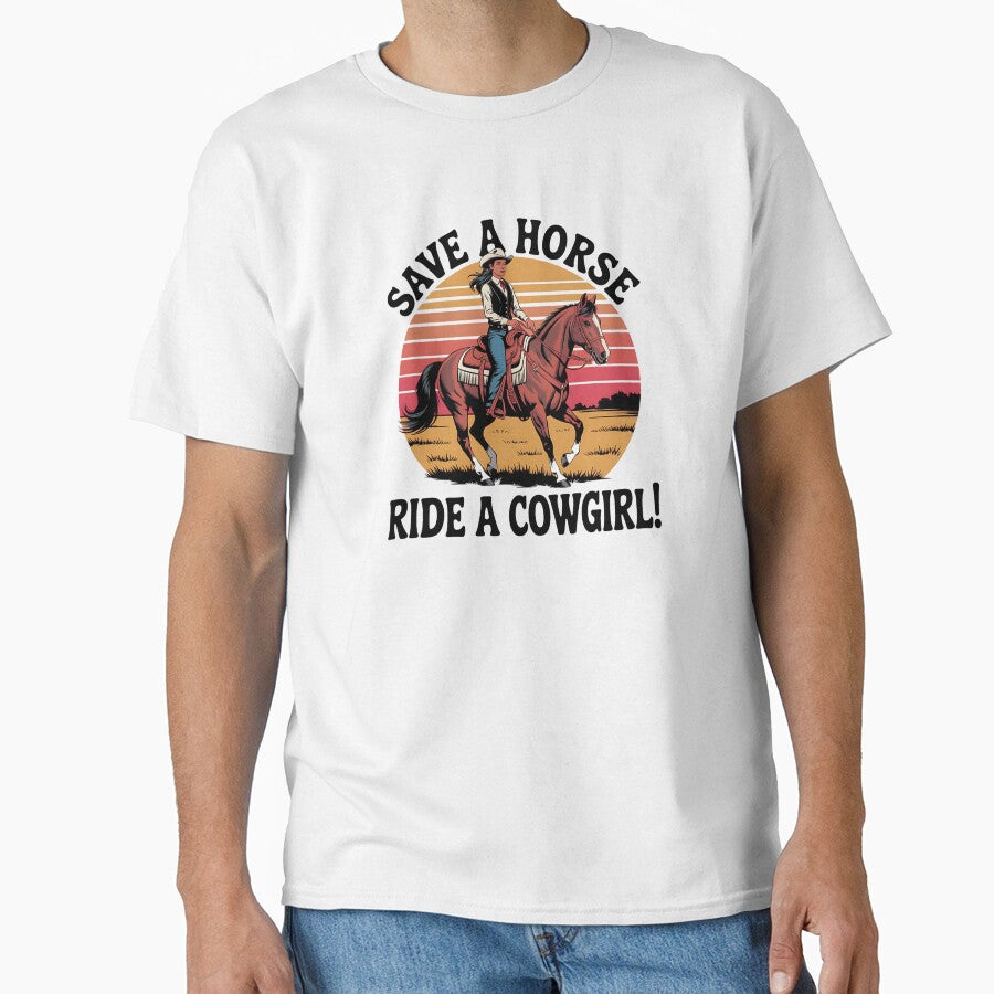 Western Cowgirl Humor – Save a Horse Ride a Cowgirl Retro Gift by Redjakkal