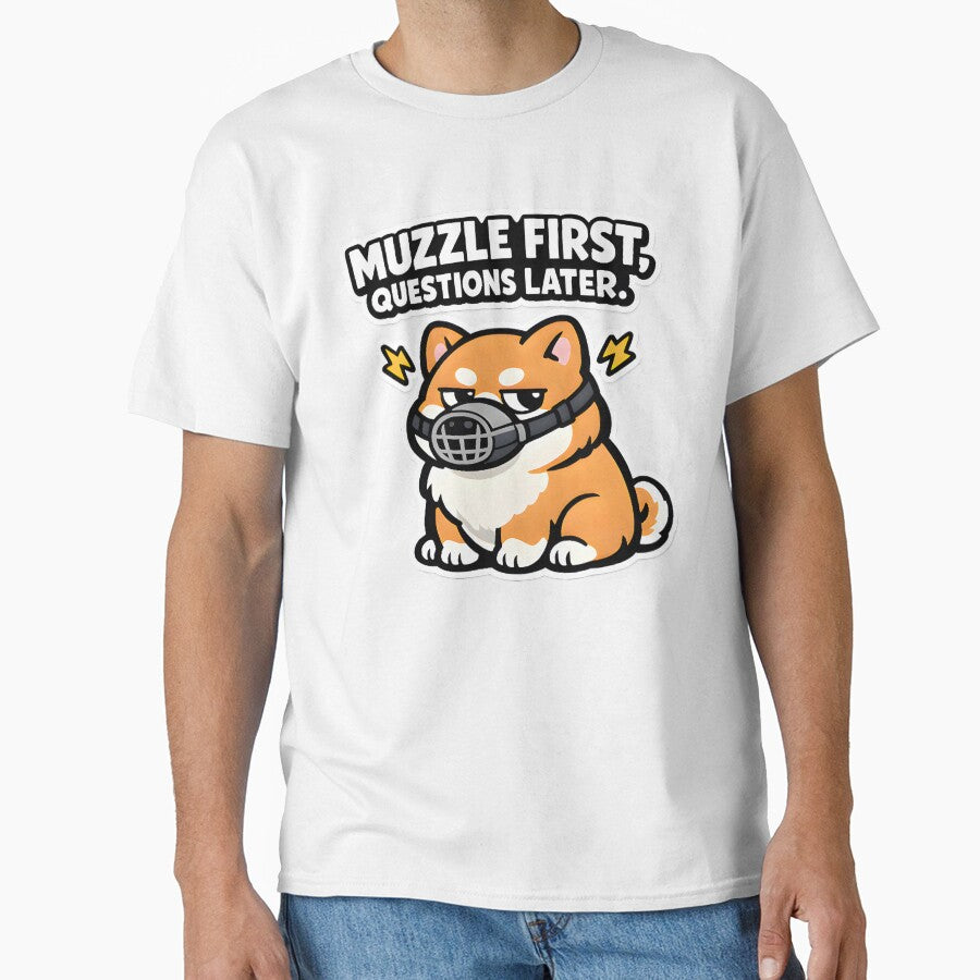 Muzzle First, Questions Later – Funny Veterinary Dog Vet Tech Humor Design by Bettybee00