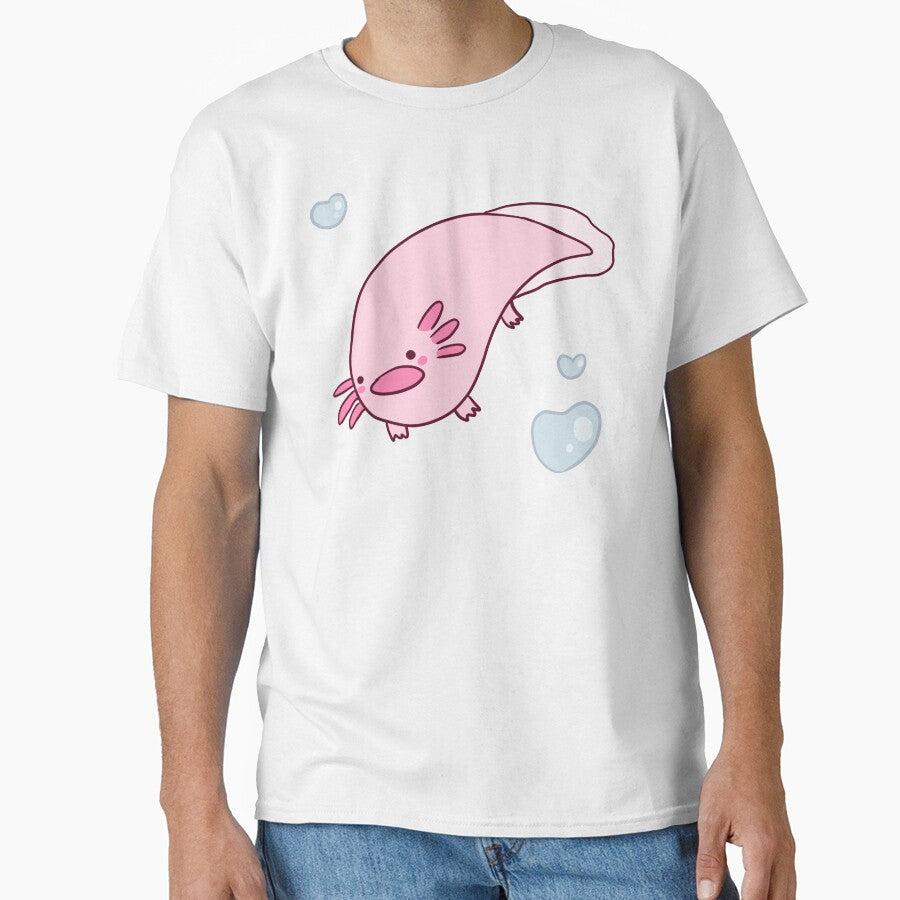Funny axolotl with heart bubbles by Mayarart
