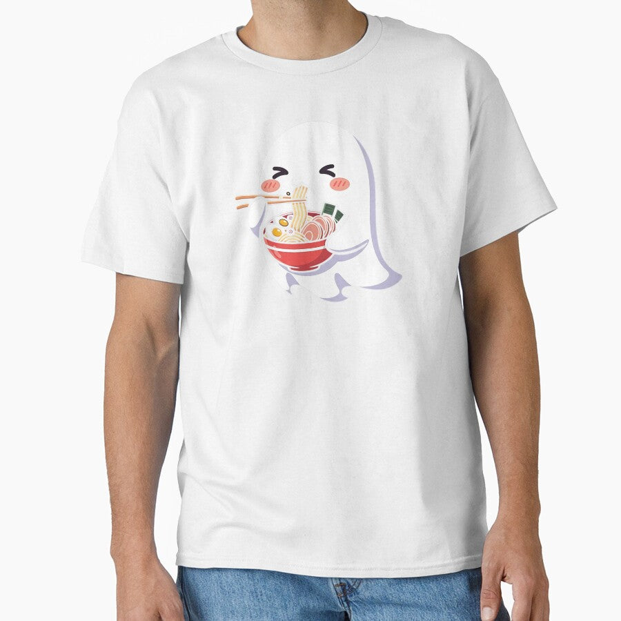 Kawaii Japanese Anime Halloween Ghost Eating Ramen Lovers by cawtoon