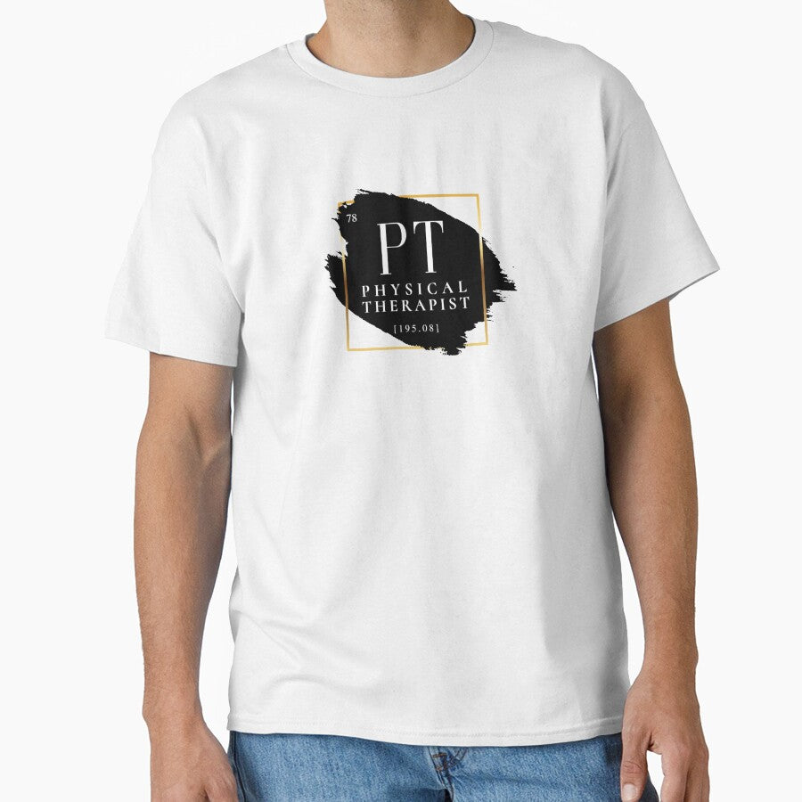 PT Physical Therapist Vers. 1 Unique, Minimalist Periodic Table Acronym, Abstract Black and White Modern Preppy by PeriodicLabel