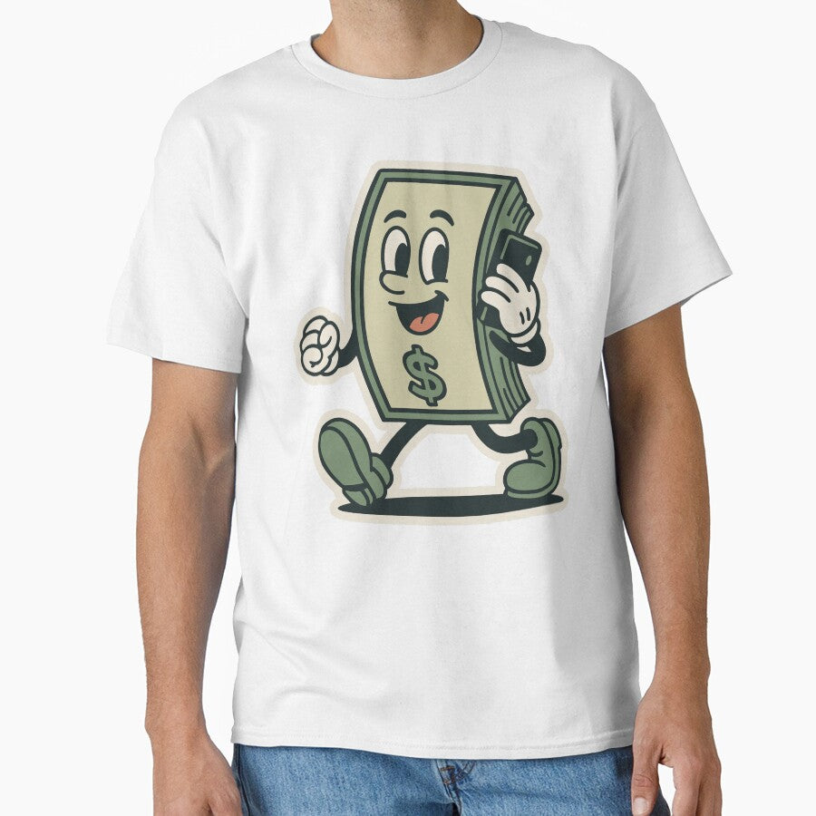 Money’s Calling – Cartoon Cash Stack on the Phone by vivalavidature