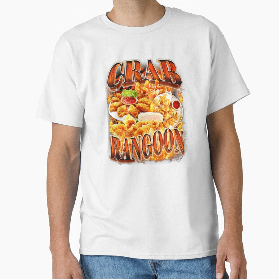 Crab Rangoon Funny Food Parody Retro Flame Style by tadmercado