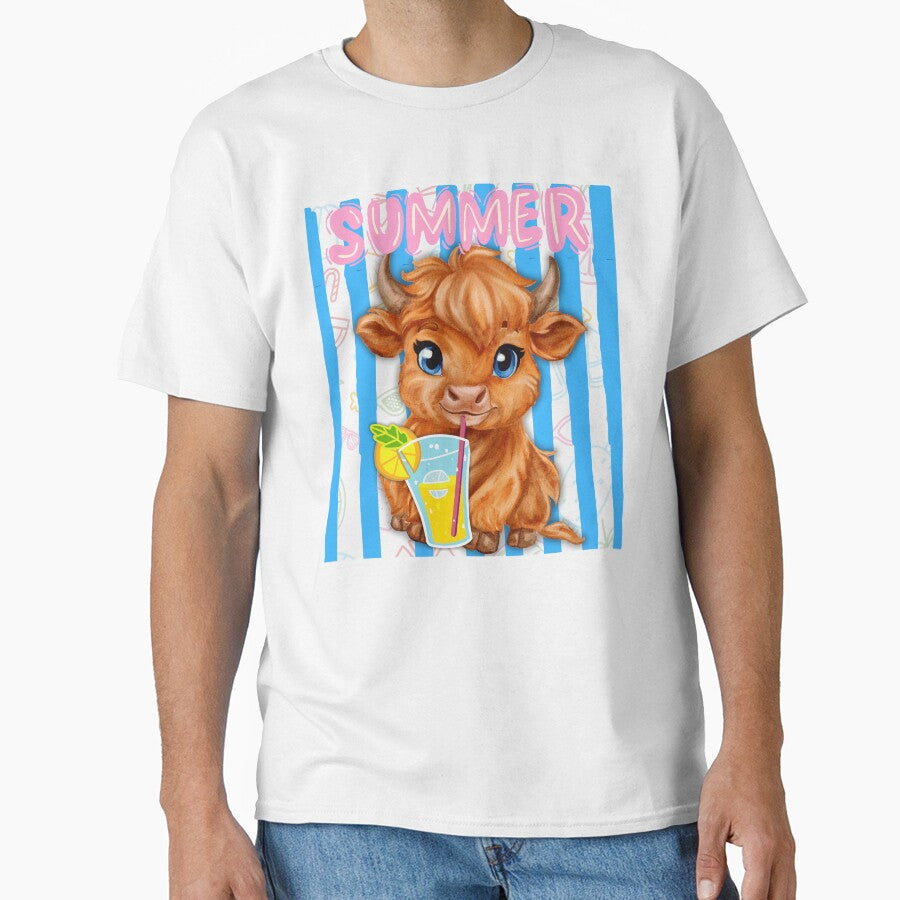 Cute Summer Highland Cow Lemonade by BoldBrushfine