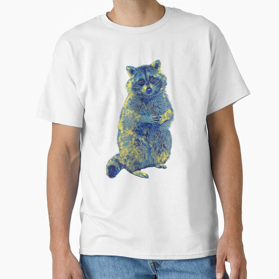 Cute Raccoon  , Colourful Racoon, blue yellow color watercolor  Raccoon by TeeARTHY