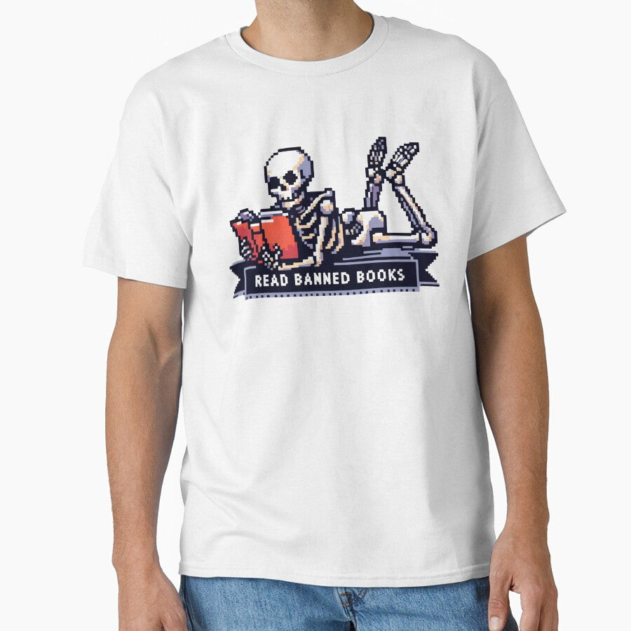 Read Banned Books Skeleton Pixel Art by TomFrontierArt