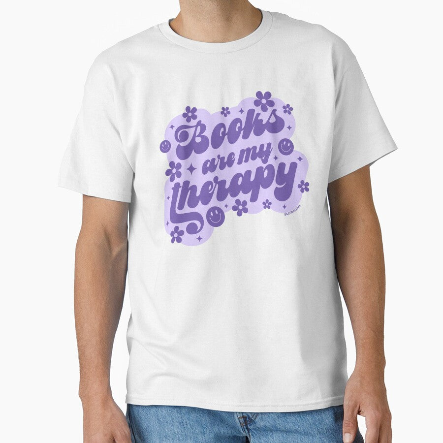 Books Are My Therapy / Groovy Daisies Flowers in Pastel Purple Bookworm Sayings Trendy Readers Merch for Kindle Readers Fourth Wing Cutecore by Latinoladas