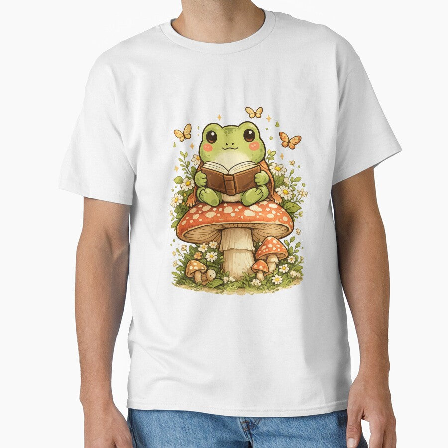 Cute Frog Reading Book on Mushroom by Bloomelle Studio