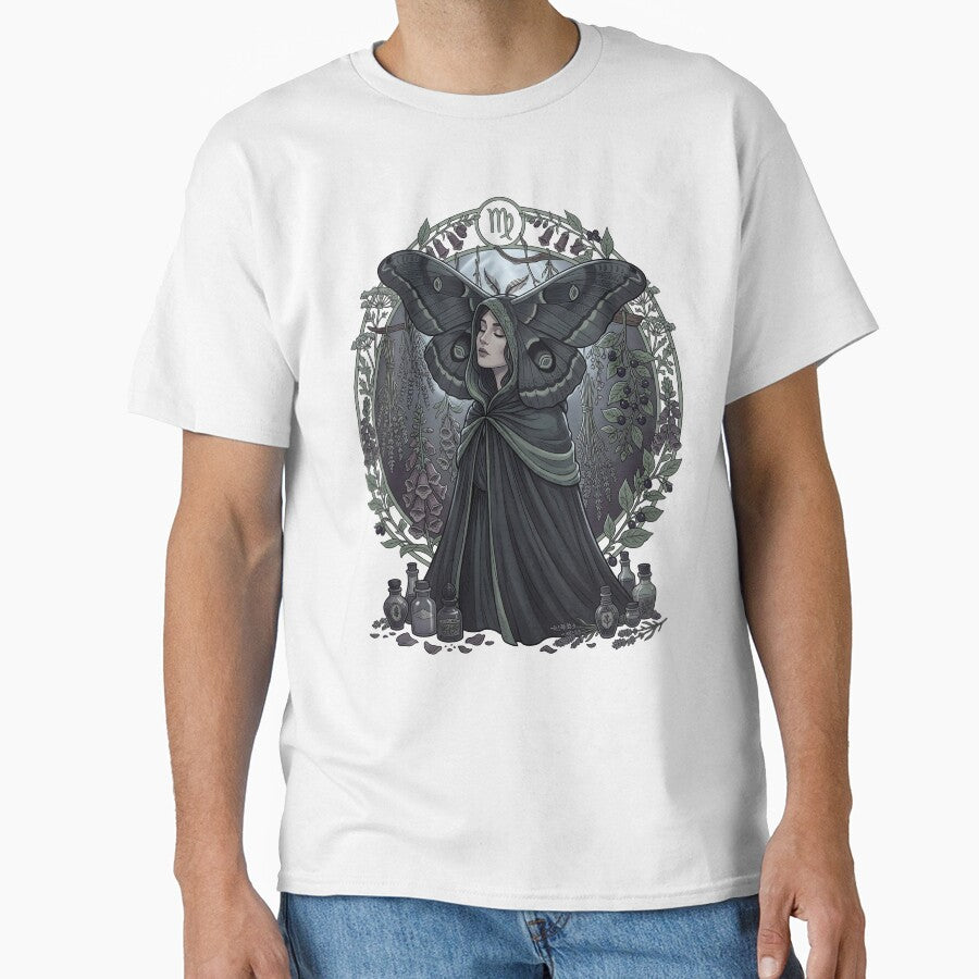 Virgo Whimsigoth Zodiac Art — Dark Botanical Earth Sign Astrology Design by DriftingDoodle