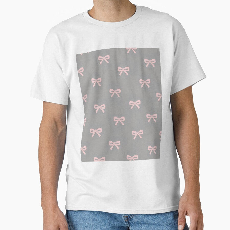 Pink Bows Grey Pattern by SassyArtistry