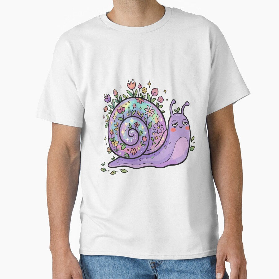 Iridescent Floral Shelled Purple Snail by Emegan Print Art