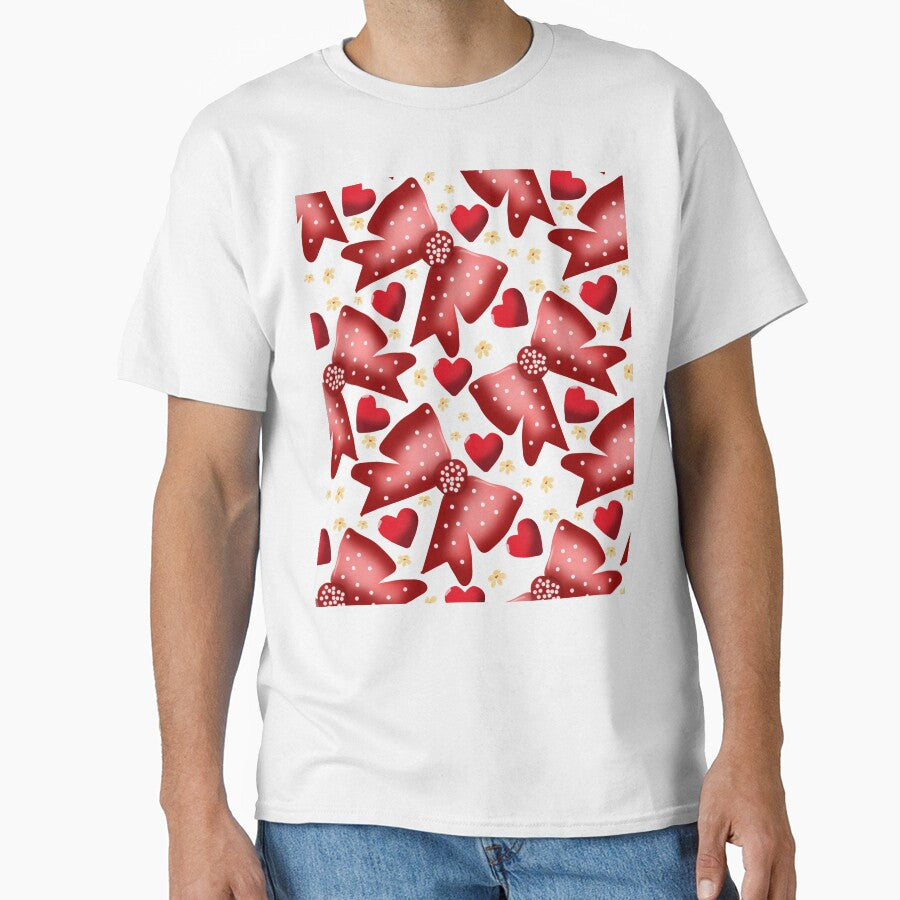 Cute  Bow Heart Pattern Red Aesthetic Coquette Love Design by HopeAndHustle