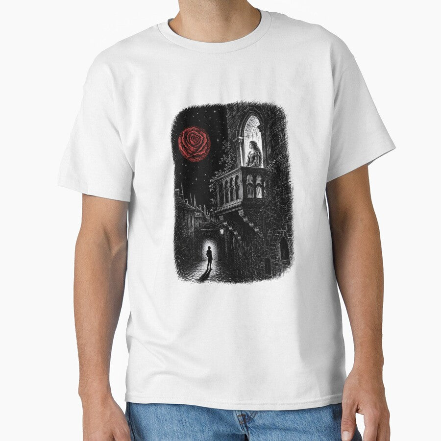 Romeo and Juliet Rose Moon Night Balcony Engraving by Fenay Designs