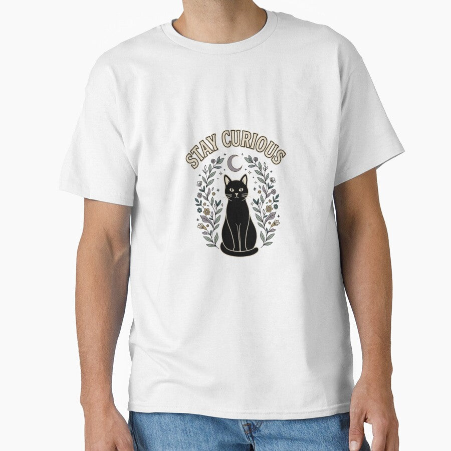 Stay Curious Vintage Black Cat Design by GoofyShopp
