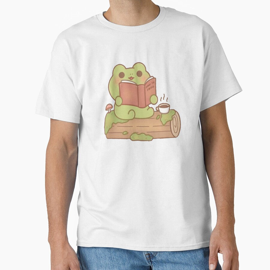 Cute frog reading on his tree trunk by luckygirlera-