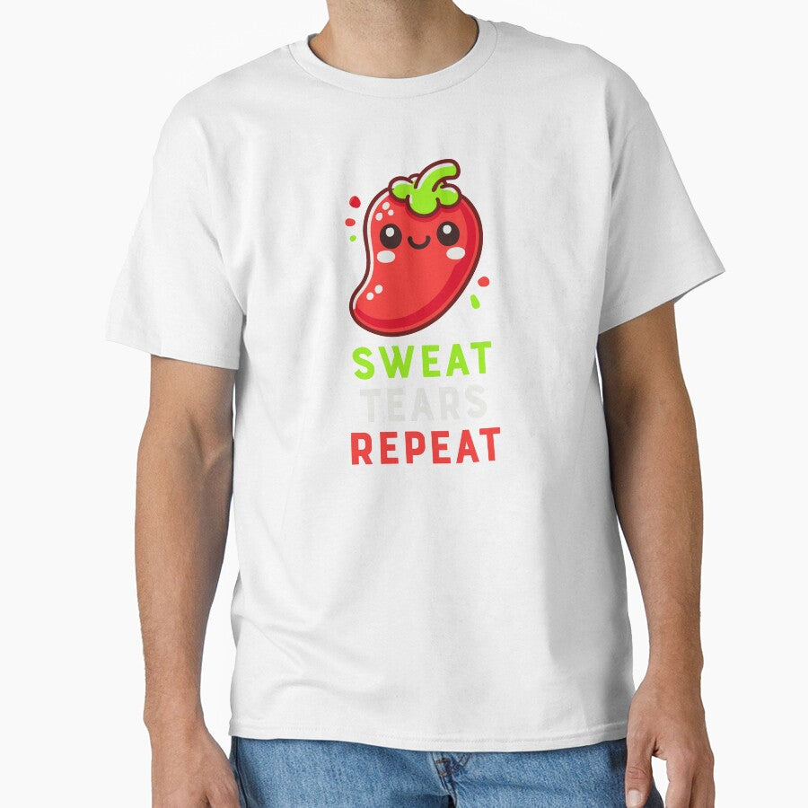 Kawaii Chili - Sweat, Tears, Repeat - Funny Spicy Food Chili Pepper Spice Kitchen Chef by Teemaniac