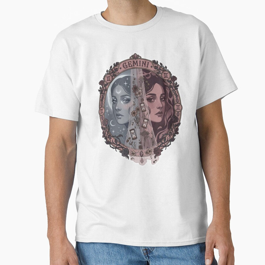 Gemini Whimsigoth Zodiac Art — Dark Celestial Air Sign Astrology Design by DriftingDoodle