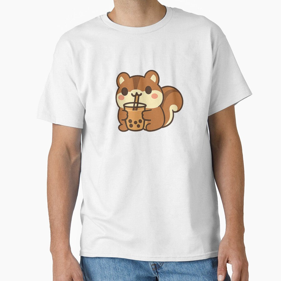 Cute Squirrel Drinking Matcha – Kawaii Green Tea Lover Cartoon Design by Ach&Koor