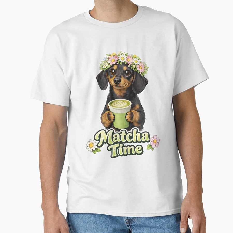 Cute Dachshund Matcha Time – Cozy Dog Aesthetic Design by ReadMyMood