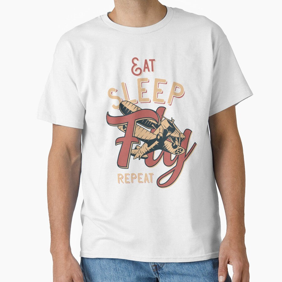 Eat Sleep Fly Repeat Gift, Trendy Airplane Pilot Premium T-Shirt by ab-studio