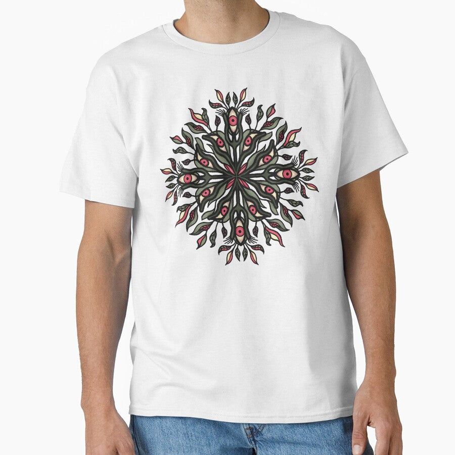 Trippy weird plant horror art - Psychedelic eyes mandala by Boriana Giormova