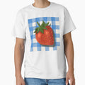 Strawberry on blue gingham - French country floral by OhNoNotAgain42