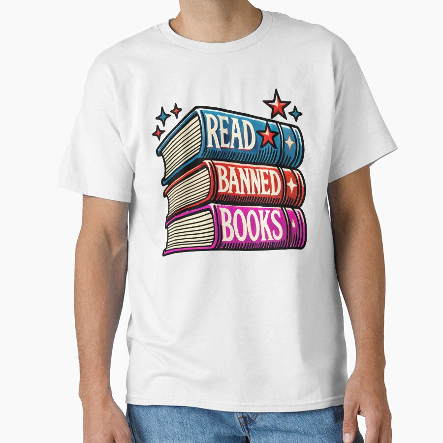 Read Banned Books Stack Artwork by DrawHandArt