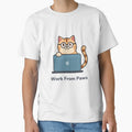 Work From Paws – Cute Cat Working on Laptop Illustration by hawai3000