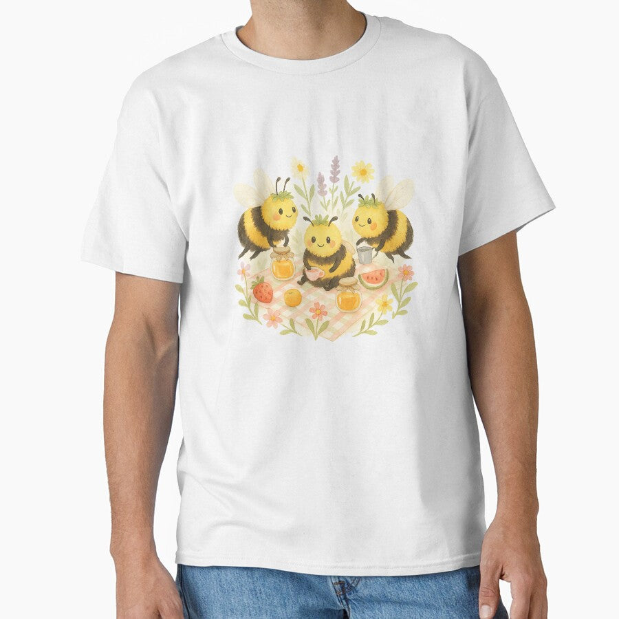 Cute Bee Picnic – Whimsical Bumblebee Gathering with Honey, Fruit & Flowers by Zee's Whimsical Wonders