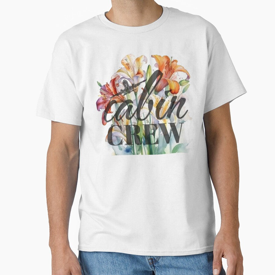 Cabin Crew & Lilies watercolor design for Flight Attendants Stewardess Flight Crew by AviationArtists