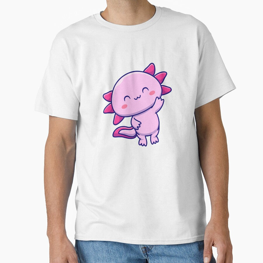 Cute Axolotl Waving Pink Salamander Cartoon by jbraunl