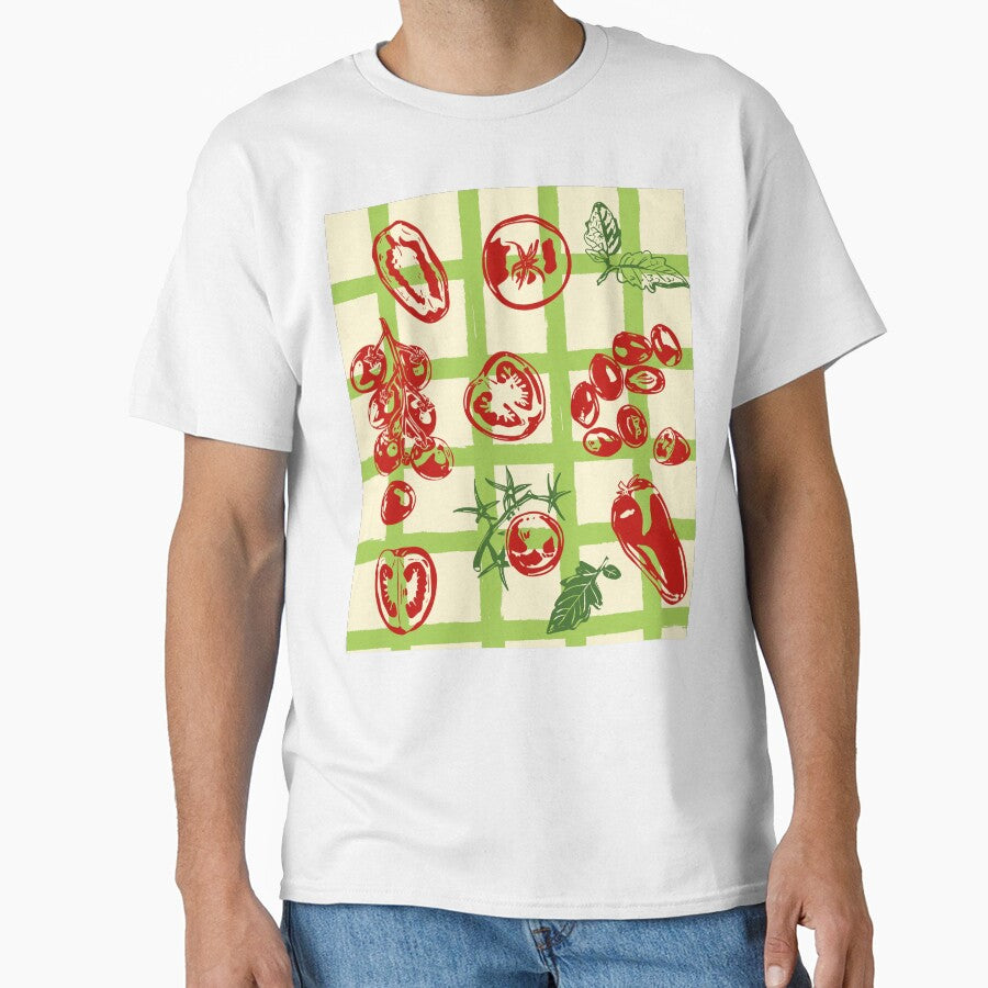 Tomato Picnic Pattern – Vintage Garden Illustration by MaiZephyr