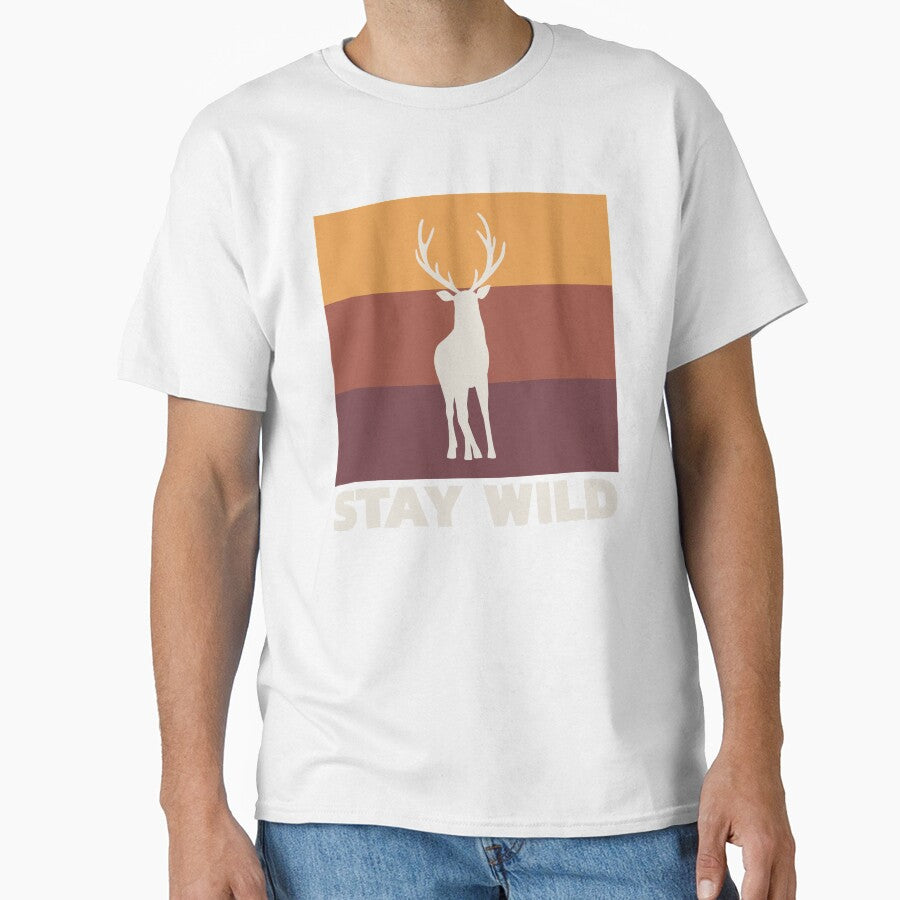 Stay Wild Vintage Colors with Deer Silhouette by Christof  Hall