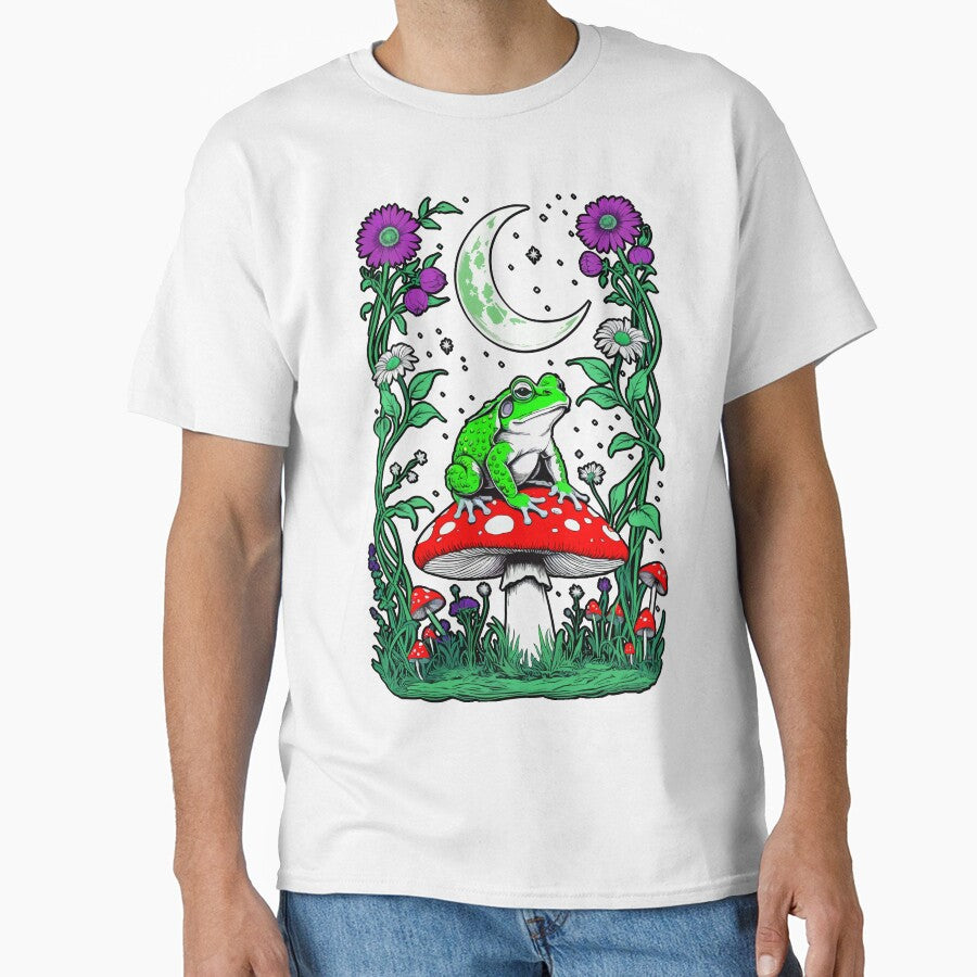 Toad on Toadstool Under Moonlight – Magical Forest Art by VikArtStudio