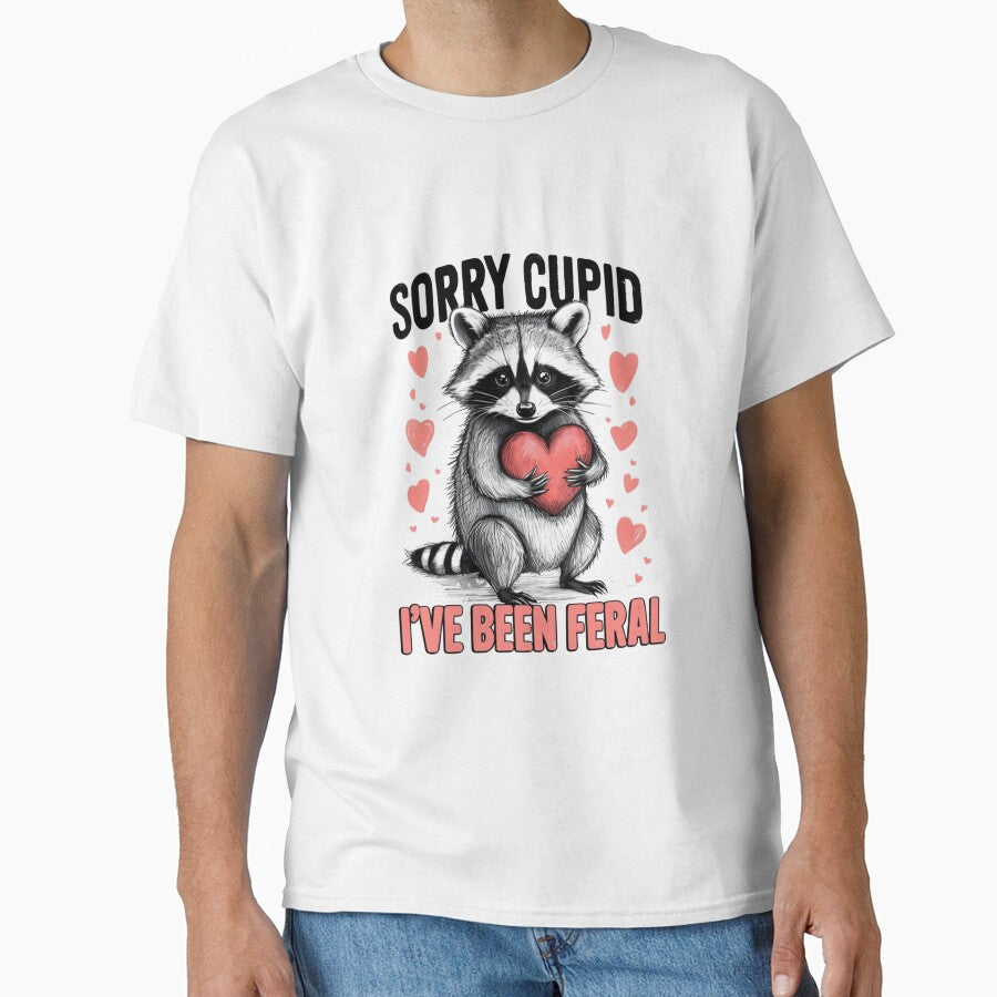 Sorry Cupid I’ve Been Feral Raccoon — Funny Valentine Trash Panda | Quirky Heart Illustration by Colorful-Garden