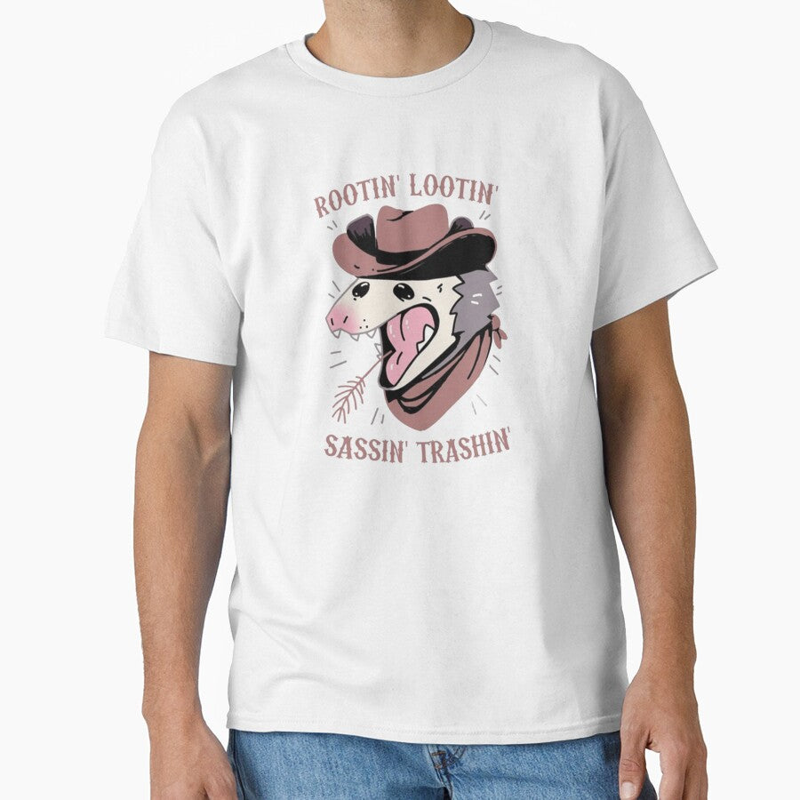 Rootin Lootin Sassin Trashin Opossum Cowboy Funny Possum by JossDesign15