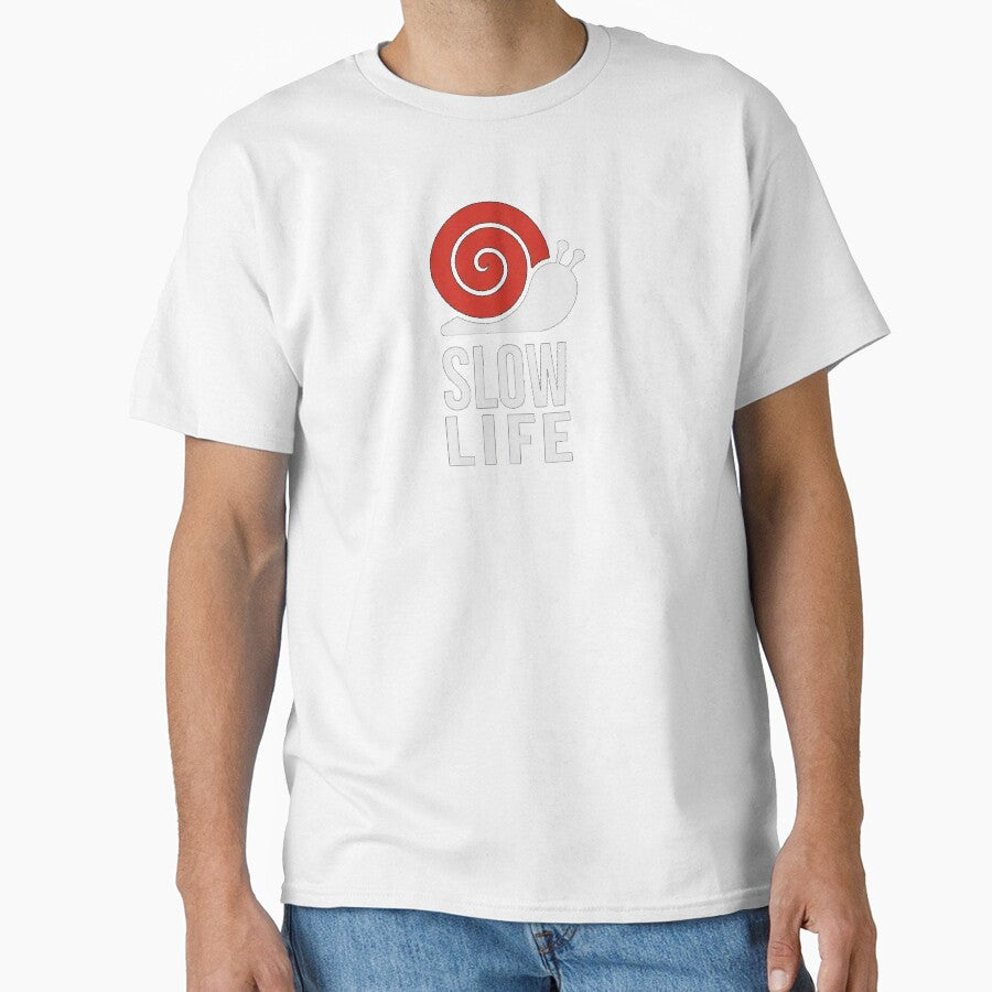 Slow Life Minimalist Snail Cute Calm Living Quote Design by NatArtSA