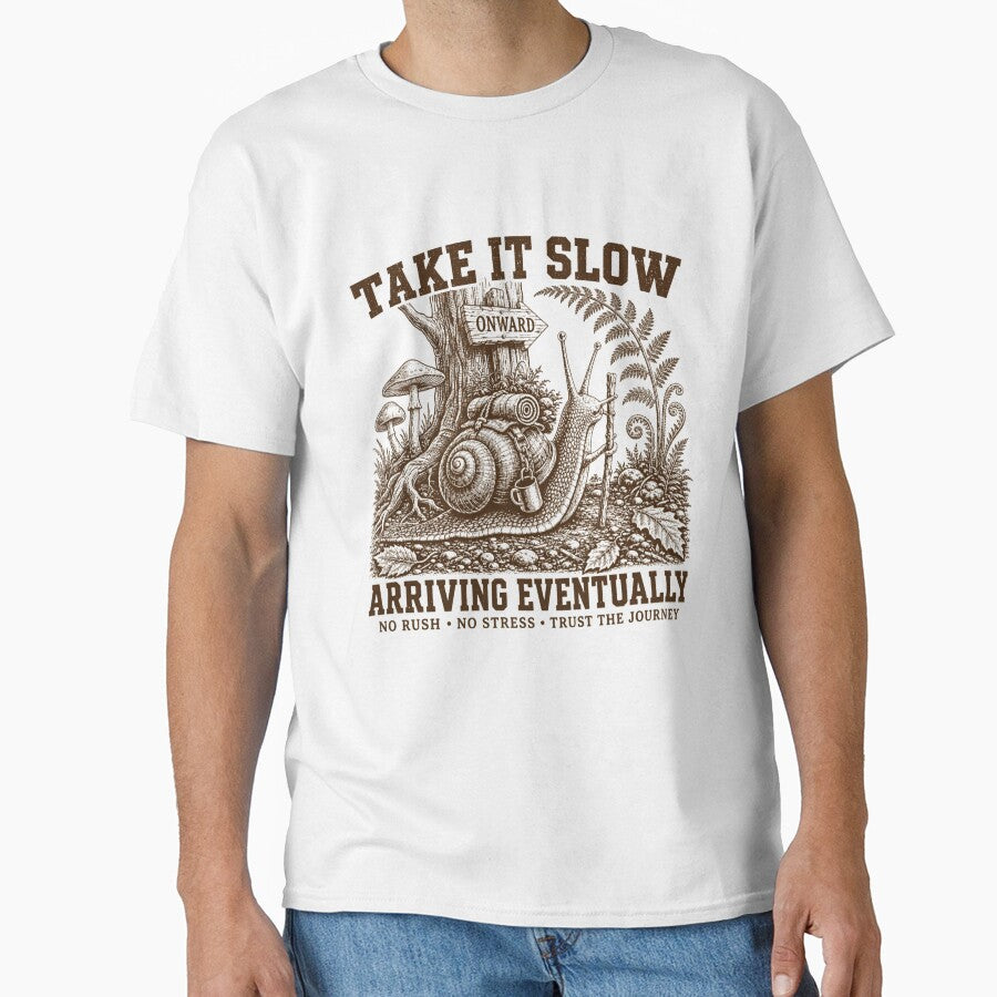 Take It Slow Snail Vintage Nature Illustration by SiarheiYur