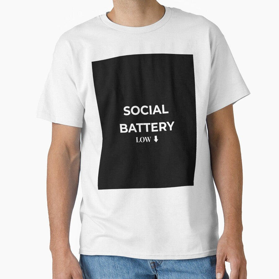 Social Battery Low Shirt – Introvert Humor Antisocial Mood Minimalist T-Shirt by PrintFusion-Co