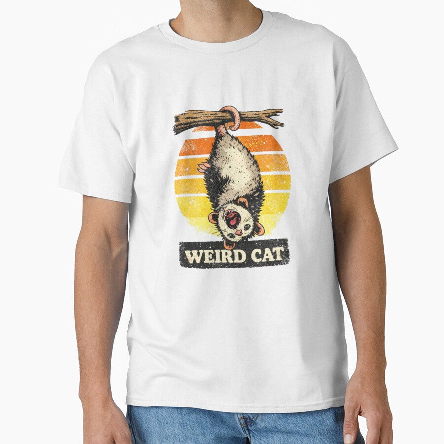 Weird Cat Opossum - Retro Sunset Funny Meme by JakubDesigns89