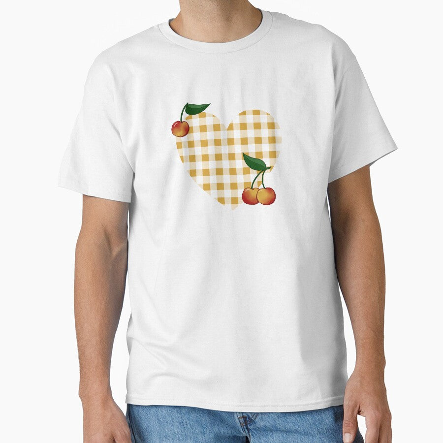 Yellow Cherry Gingham Heart by LahaskaArt