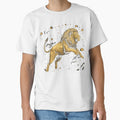 Celestial Lion Gold & Navy - Leo Zodiac Starry Night Illustration by Taha Art Designs