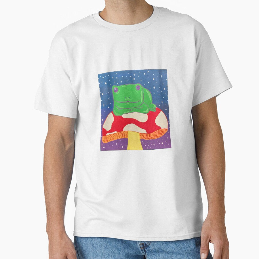 Frog Sitting on Mushroom Acrylic Painting by Ellora  Roy