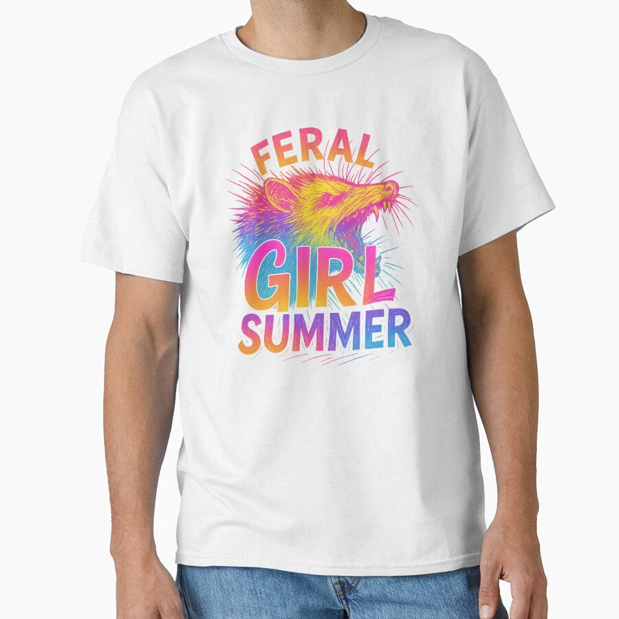 Feral Girl Summer Neon Possum Rage Meme Aesthetic by Adrian Kane