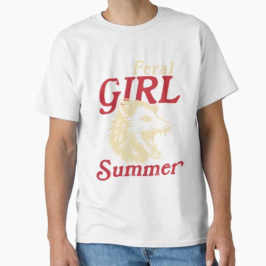 Feral Girl Summer Vintage Shirt For Opossum Lovers, Funny Raccoon Gift For Girl by jelee-jelee