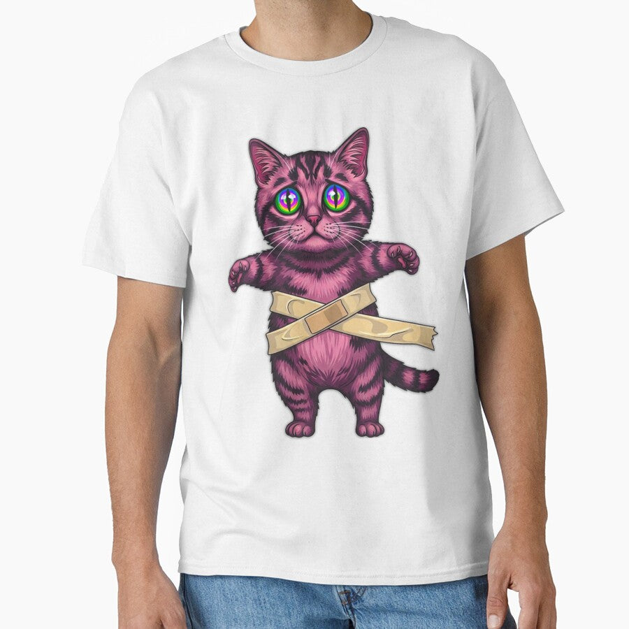 Glowing Gaze - Trippy Purple Striped Cat by JP's Print Lab