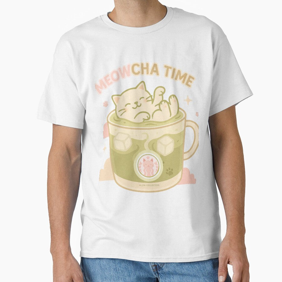 Meowcha Time – Dreamy Relaxing Cat in Iced Matcha by MLynCollective