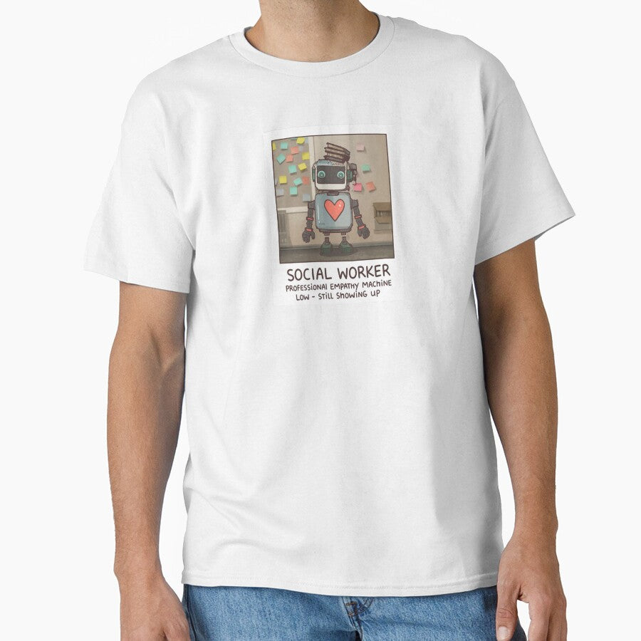 Social Worker Professional Empathy Machine - Cute Robot Polaroid Badge by SandiCreative